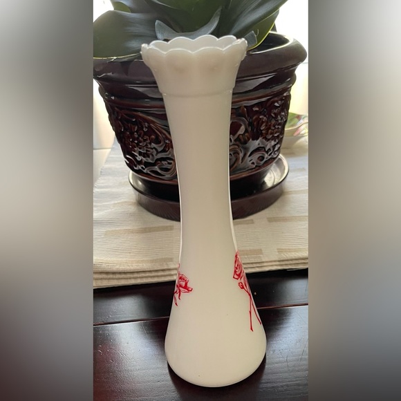 Milk Glass Rose Bud Vase 9” - Picture 2 of 8